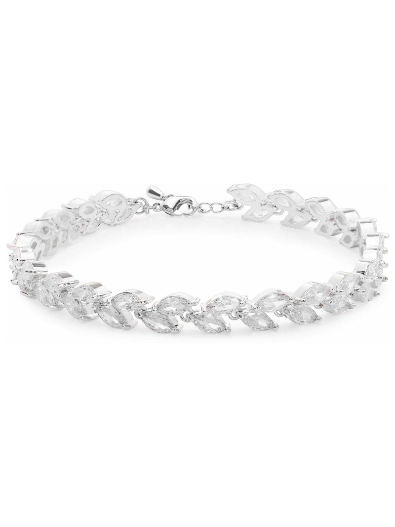 Silver Plated Cubic Zirconia Multi Navette Bracelet