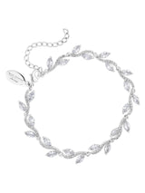 Jon Richard Silver Tone Rhodium Plated Pave Wave Leaf Bracelet