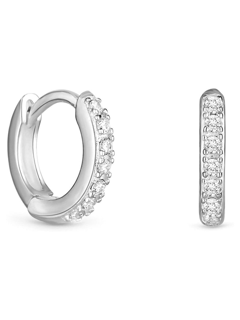 Simply Silver 925 Sterling Silver Cubic Zirconia Mini Hoops Earrings