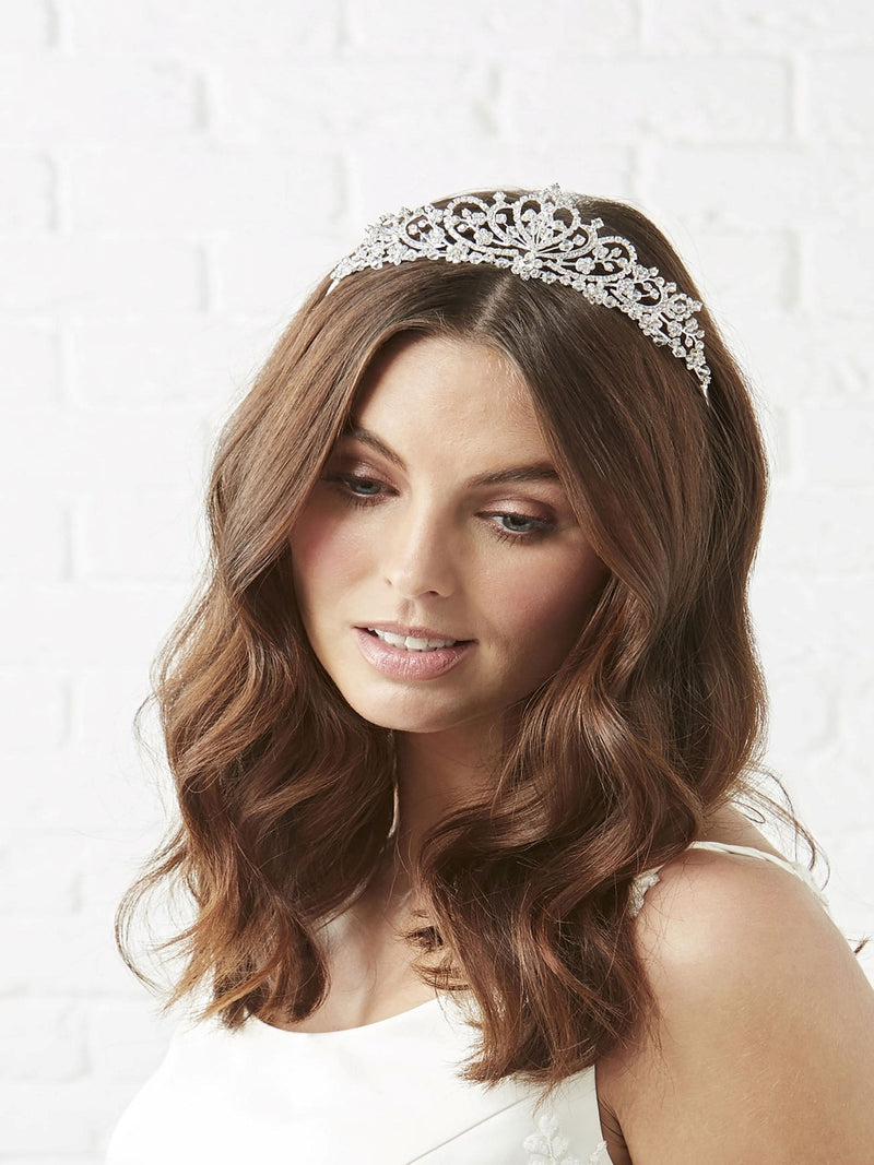 Jon Richard silver tone bridal diamante tiara (British brand)