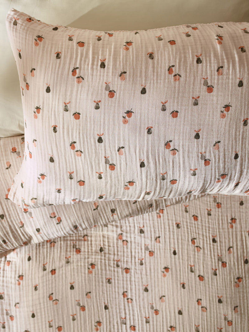 Natural Peach Crinkle Muslin duvet cover set, imported from the UK