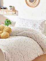 Black/White Hearts Reversible Duvet Cover and Pillowcase Set