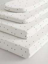 White/Grey Speckle 100% Cotton Jersey Baby Fitted Sheets 2 Pack