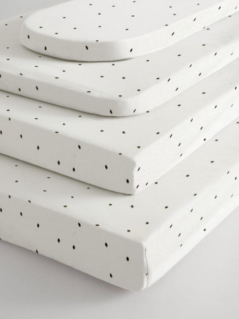 White/Grey Speckle baby fitted sheets 2 pack (British brand)