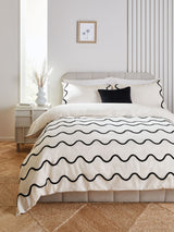 Monochrome Tufted Wave 100% Cotton Duvet Cover and Pillowcase Set