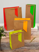 Hallmark Natural Neon Kraft Gift Bags Set of 4