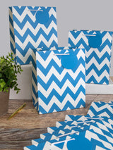 Hallmark Blue Zig-Zag Design Medium Gift Bags Set of 12