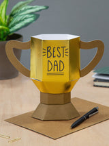 Hallmark Gold Birthday Card for Dad 3D Best Dad Trophy Design Greeting Card