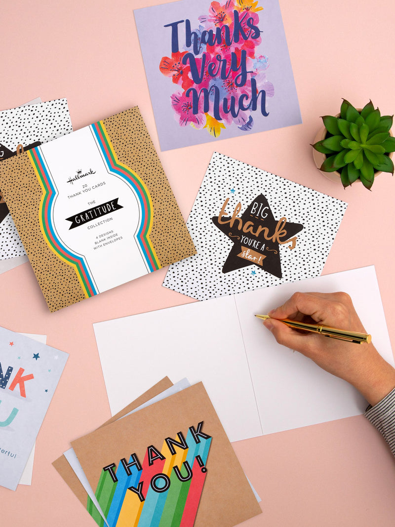 Hallmark thank you cards 4 designs 20 pack square, UK version
