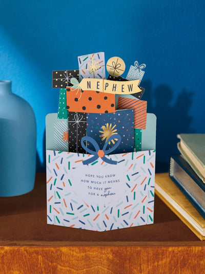 Hallmark White Birthday Card for Nephew 3D Presents Design