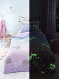 Bedlam Lilac Ombre Unicorn Glow in the Dark Duvet Cover Set - British product