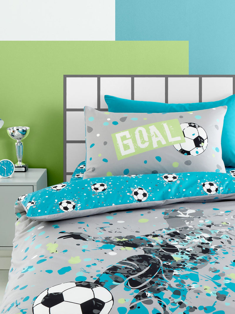 Bedlam Grey Goal Reversible Duvet Cover Set