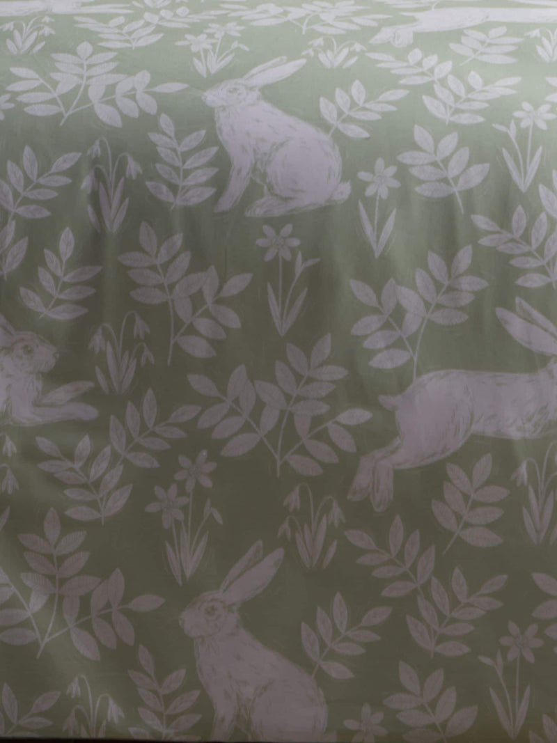 Dreams & Drapes Green Spring Rabbits reversible duvet cover set - British product