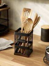 Bronx Black Metal Utensil Holder 17cm