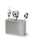 Joseph Joseph stainless-steel cutlery drainer with light stone surface, UK version