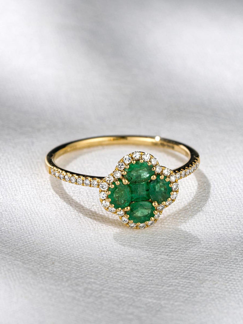 The Diamond Store Green Alegria 1.06ct Emerald and Diamond Ring (British brand)