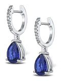 The Diamond Store Blue Astra 6.50ct Lab Sapphire And Diamond Pear Earrings