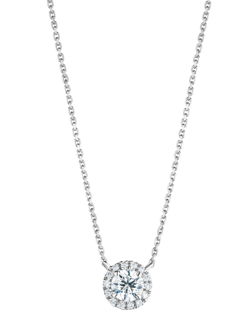 The Diamond Store White 0.70ct Lab Diamond Halo Necklace