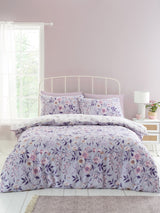 Catherine Lansfield Lilac Isadora Floral Reversible Duvet Cover Set