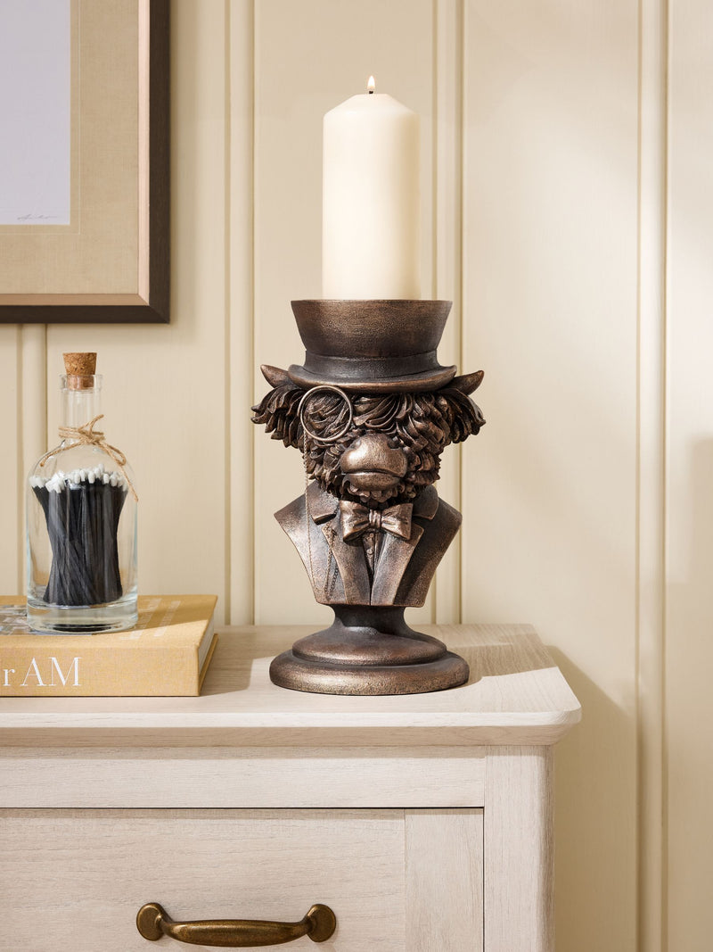 Hamish bronze pillar candle holder 26cm - British product