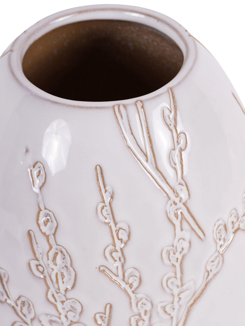 Laura Ashley White Pussywillow Antique White Stoneware Vase, UK version