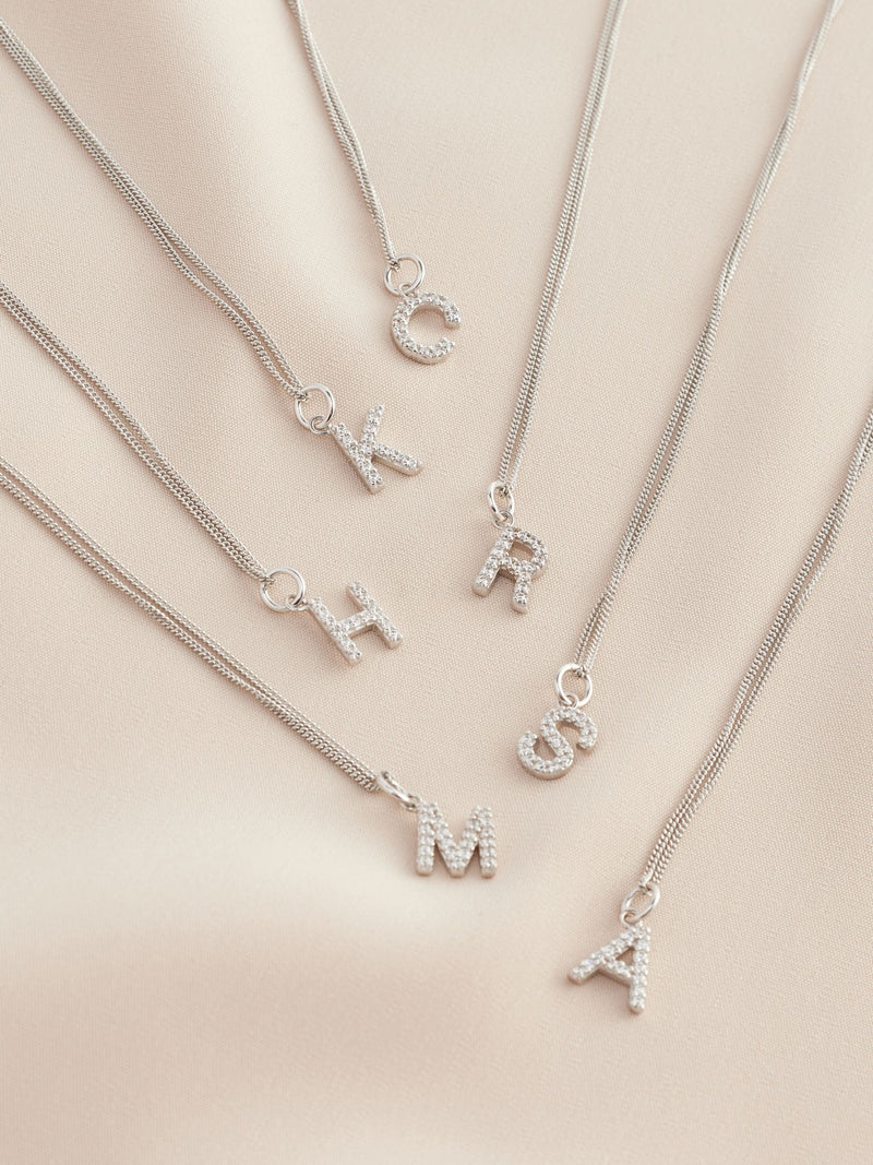 Sterling silver initial cubic zirconia necklace (British brand)