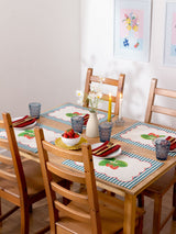 Wylder Blue Strawberry Stripes Table Placemats 46x36cm Set of 4
