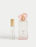 Aegean Rose eau de parfum set with 48ml and 9ml bottles, imported from the UK
