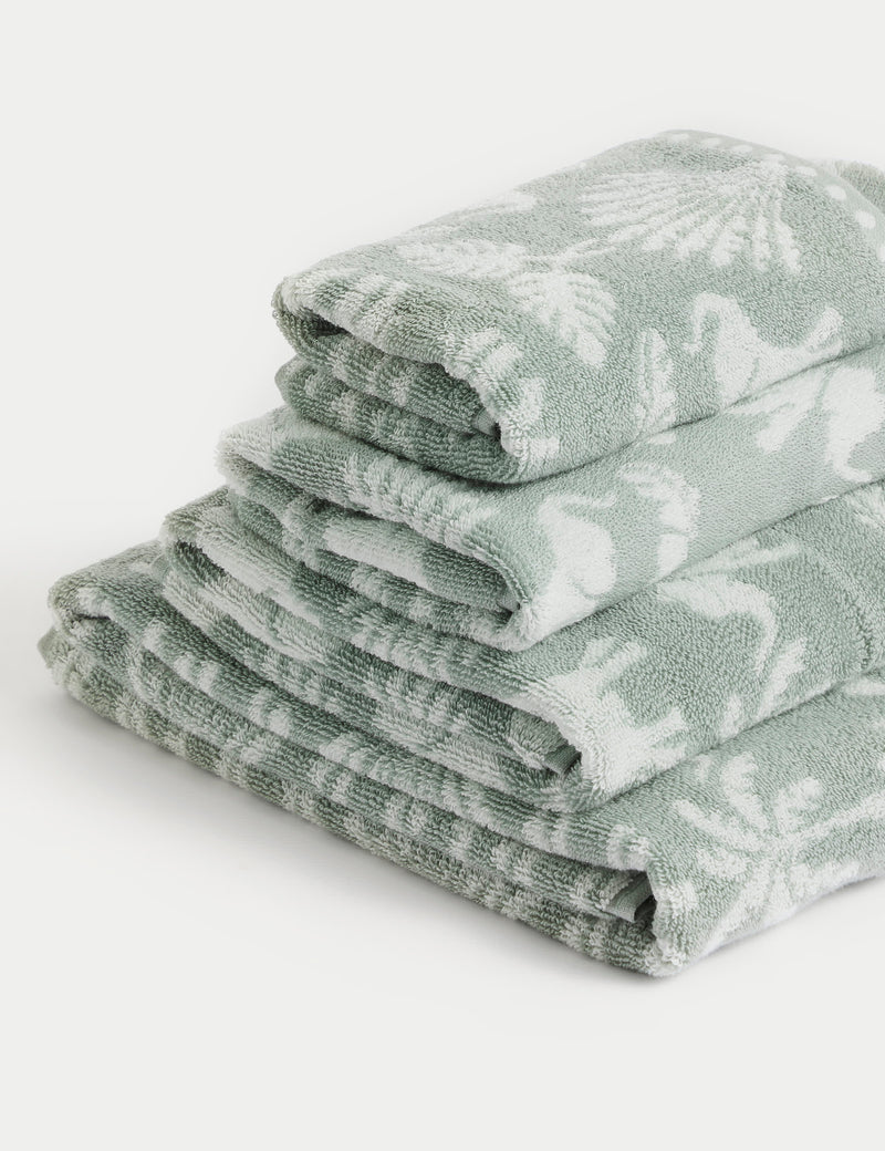 Pure cotton bath towel with elephant and palm tree print, imported from the UK
