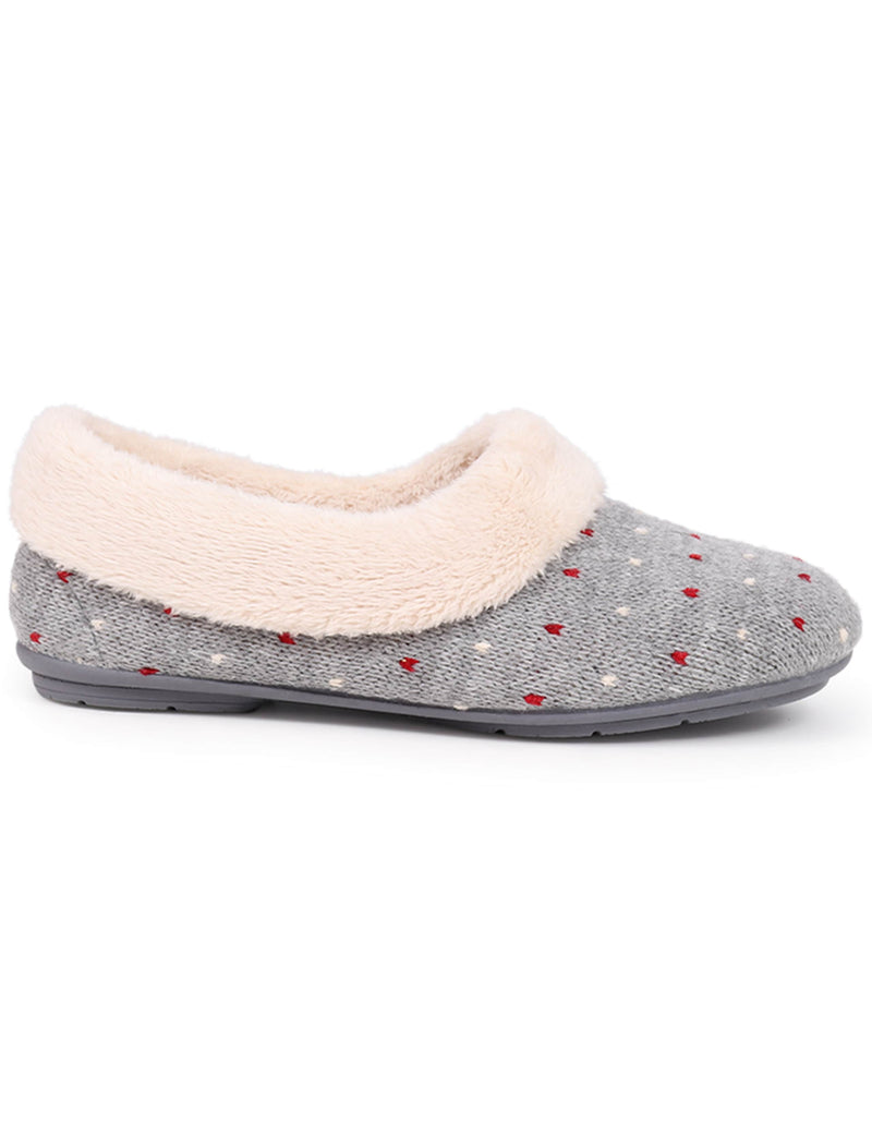 Jones Bootmaker polka dot faux fur lined slippers, imported from the UK
