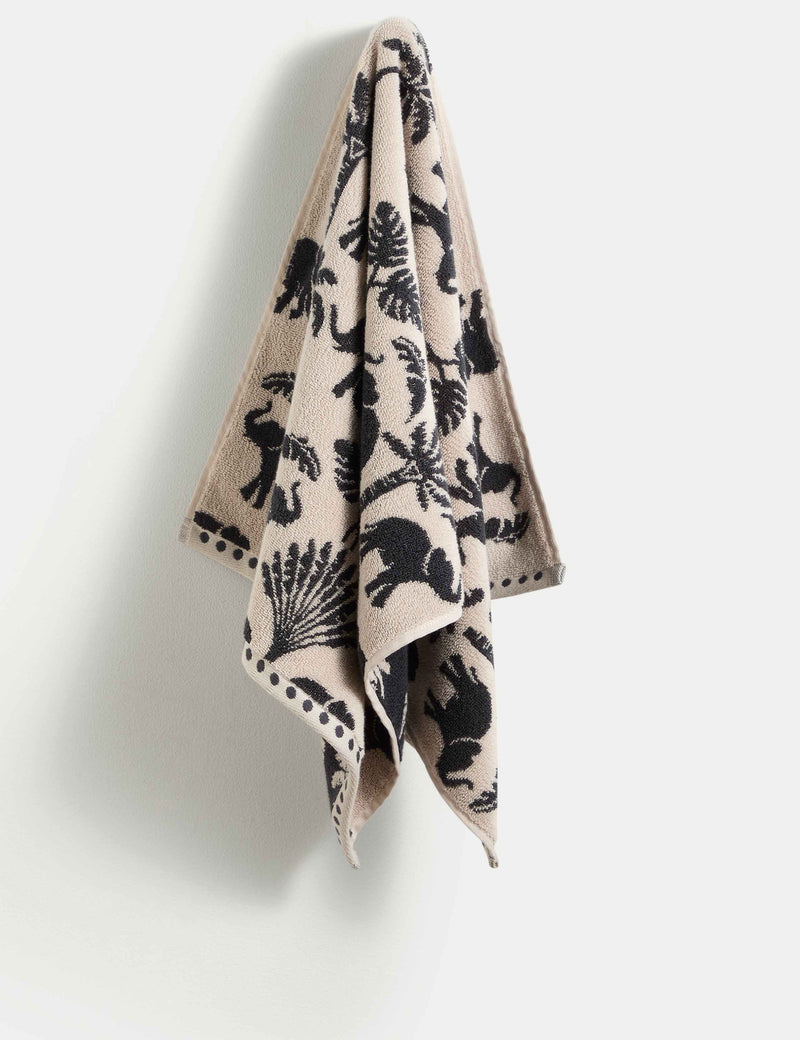 Pure cotton towel with elephant and palm tree design, imported from the UK