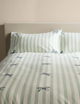Pure Cotton Embroidered Bow Striped Single Bedding Set