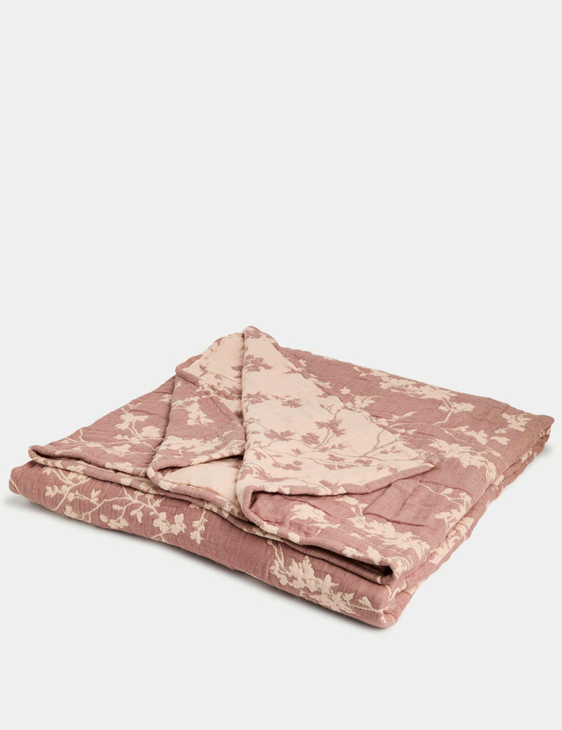 Cotton gauze cherry blossom bedspread, imported from the UK