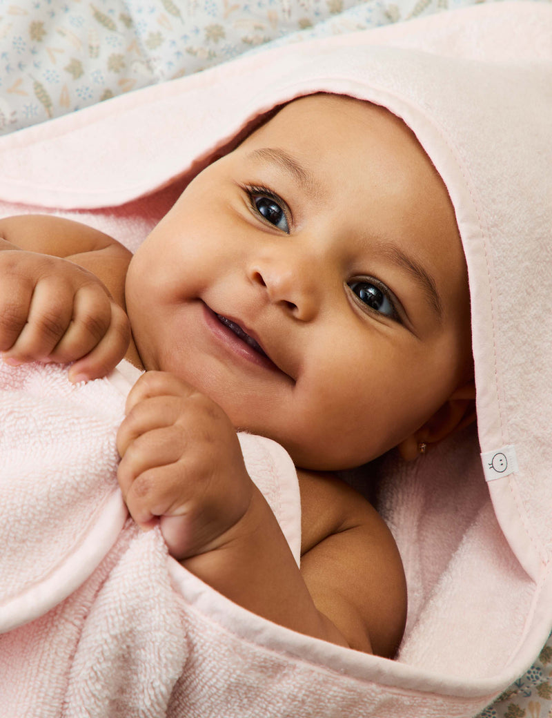 Pure cotton hooded baby towel 750mm x 750mm, imported from the UK