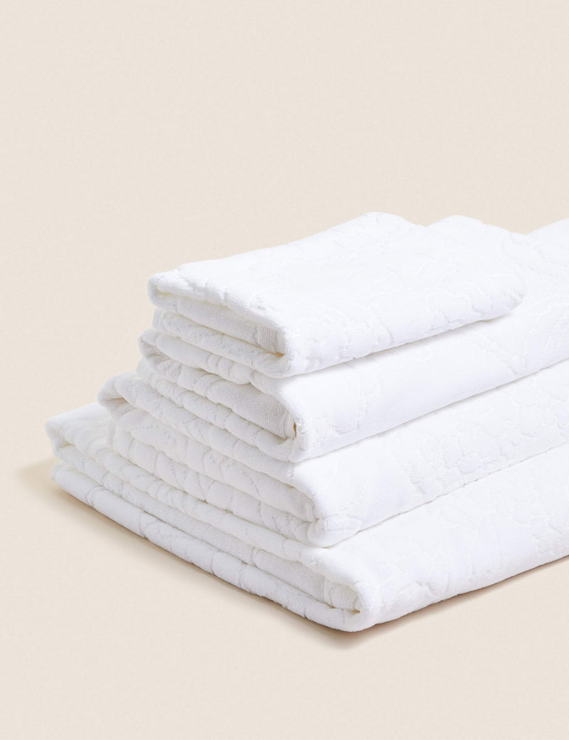 Pure cotton linear floral bath towel, imported from the UK