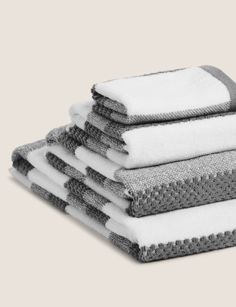 Pure Cotton Striped Textured Towel, imported from the UK