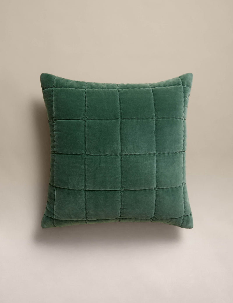 Pure cotton velvet quilted large decorative cushion, imported from the UK