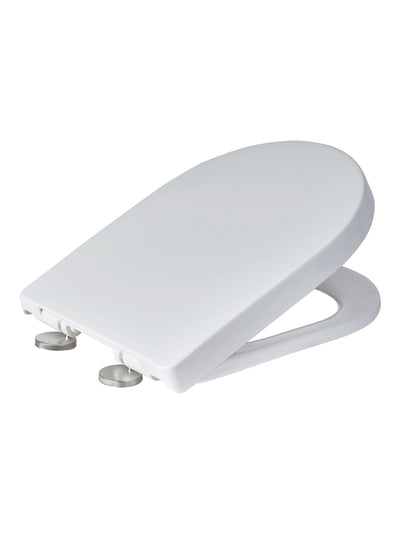 Showerdrape Detroit White D-Shape Soft Close Toilet Seat with Quick Release