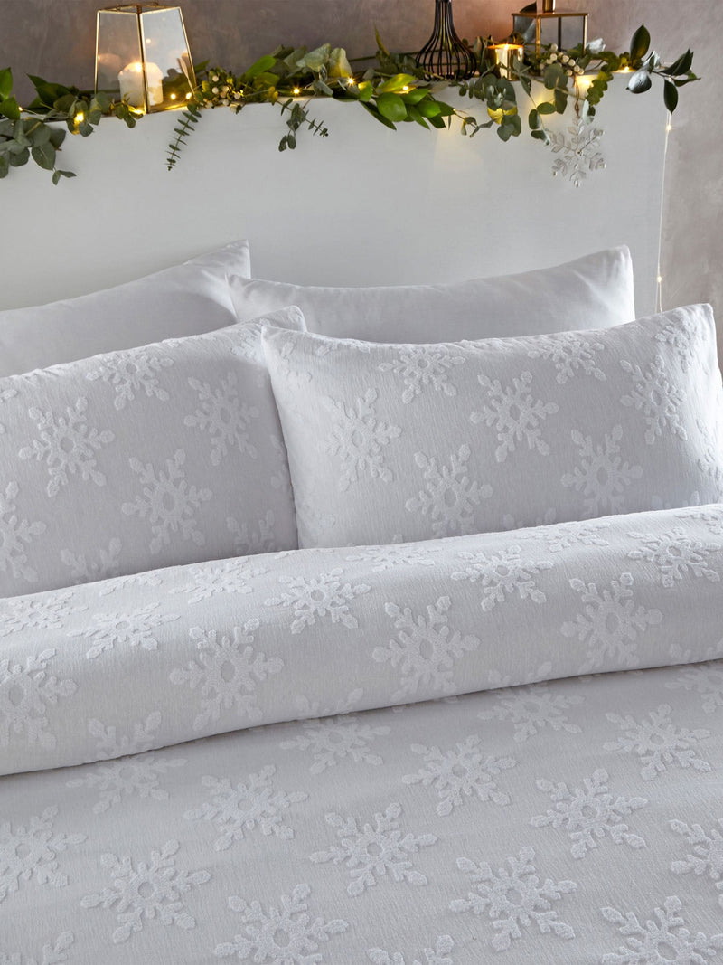 White Christmas snowflake duvet cover set - British product