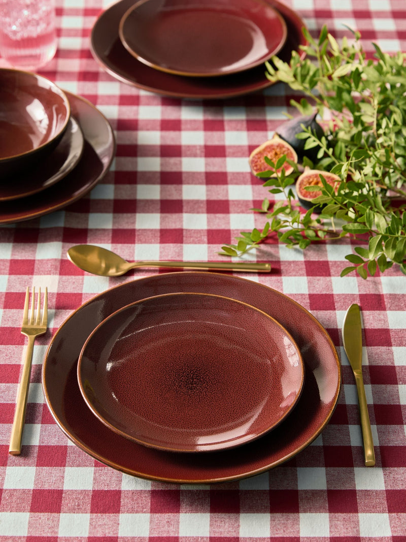 Red Hampton 12 piece stoneware dinner set, imported from the UK