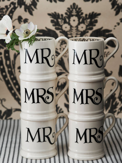 Emma Bridgewater Cream Black Toast Mr & Mrs Set of 2 Mugs Boxed