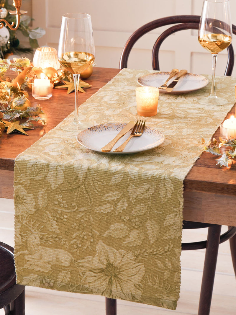 Paoletti Gold Stag Large Christmas Table Runner, imported from the UK