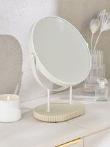Natural Resin Ribbed 5x Magnification Dressing Table Mirror, 38.5cm Height
