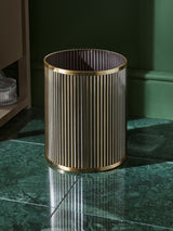 Gold Ribbed Open Top Bathroom Bin 25cm Height