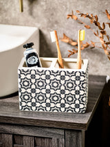 Monochrome Geo Toothbrush Tidy - Ceramic Toothbrush Holder