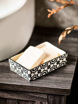 Monochrome Geo Soap Dish 100% Ceramic 13 x 8.5 x 3.5cm