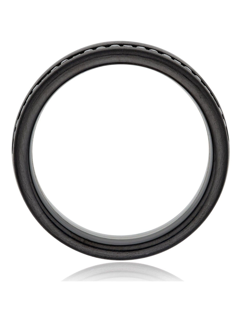 Beaverbrooks black platinum zirconium diamond men's wedding ring 6mm - British product