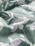 Green/White floral reversible duvet cover and pillowcase set, UK version