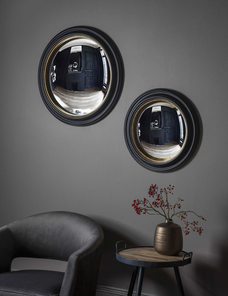 Rockbourne Round Wall Mirror Convex Wooden Frame 50cm, imported from the UK
