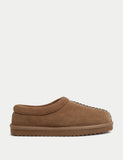 M&S suede faux fur lined mule clog slippers (British brand)